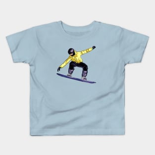 Snowboarder on a board in flight Kids T-Shirt